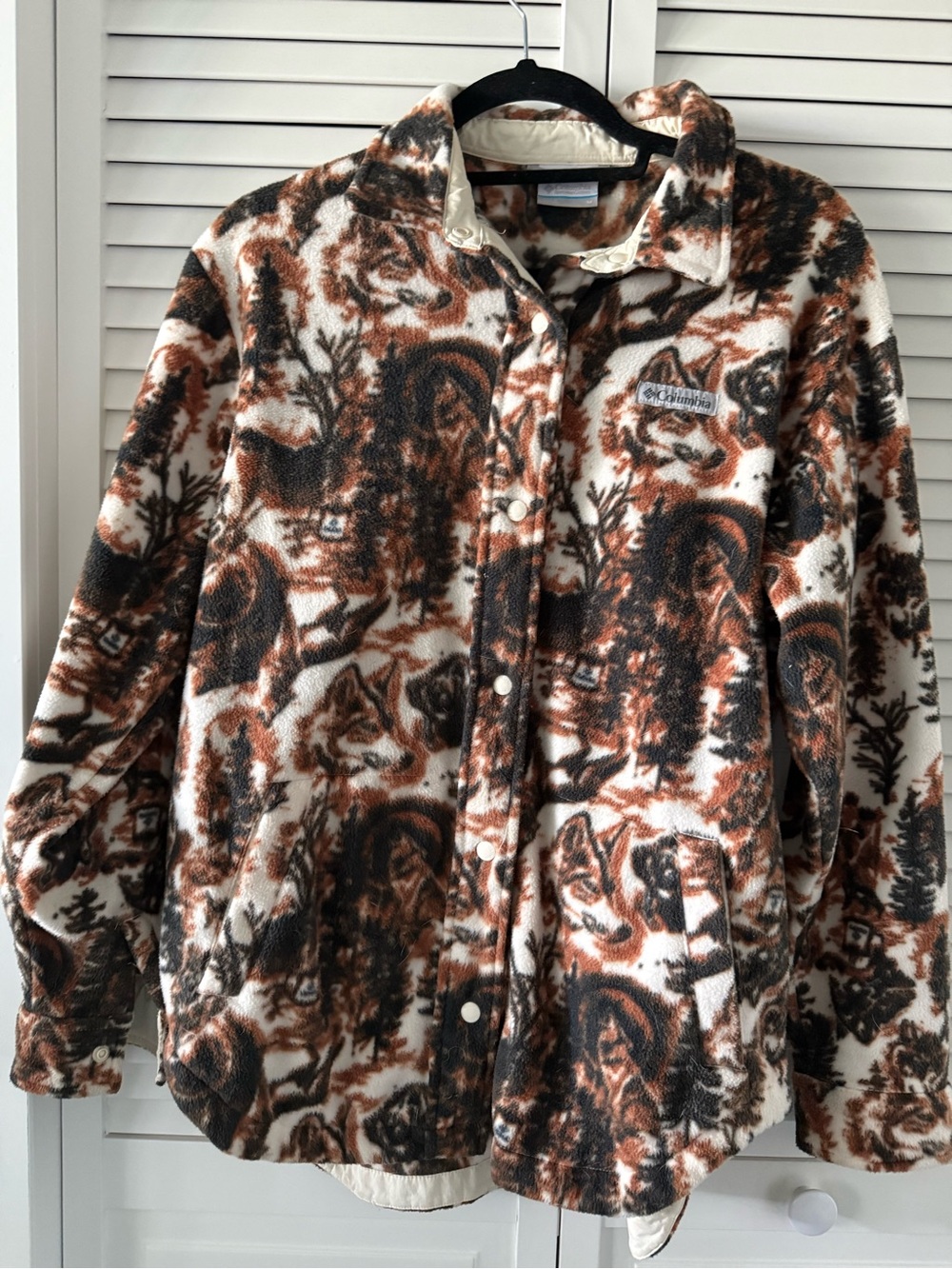 Columbia Brown & Cream Fleece Snap-Front Shirt Jacket